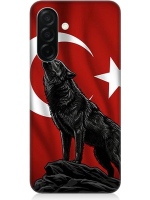 Samsung Galaxy A36 Uyumlu Ay Yıldızlı Uluyan Kurt  Desenli Silikon Kılıf
