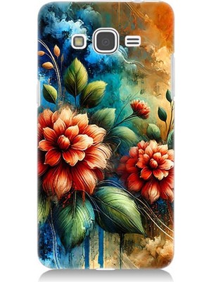 Samsung Galaxy Grand Prime Uyumlu Kırmızı Çiçek ve Tomurcuklar  Desenli Silikon Kılıf