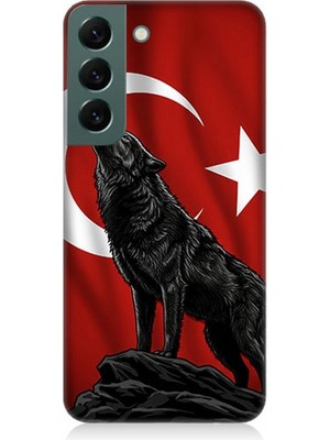 Samsung Galaxy S22 Uyumlu Ay Yıldızlı Uluyan Kurt  Desenli Silikon Kılıf