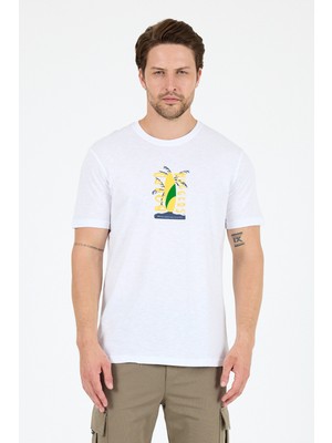 Erkek %100 Pamuk Bisiklet Yaka Kısa Kollu Baskılı T-Shirt  Rahat ve Şık Günlük Erkek Tişört 0007