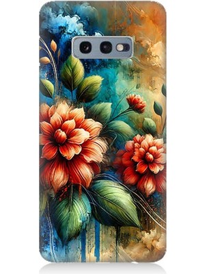 Samsung Galaxy S10E Uyumlu Kırmızı Çiçek ve Tomurcuklar  Desenli Silikon Kılıf