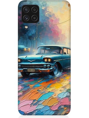 Samsung Galaxy A22 Uyumlu Renkli Yol Üzerinde Araba  Desenli Silikon Kılıf