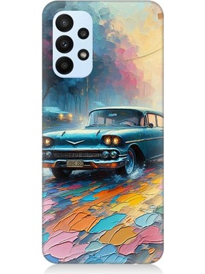 Samsung Galaxy A23 Uyumlu Renkli Yol Üzerinde Araba  Desenli Silikon Kılıf