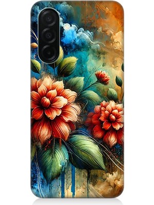 Samsung Galaxy A56 Uyumlu Kırmızı Çiçek ve Tomurcuklar  Desenli Silikon Kılıf