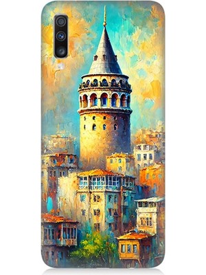 Samsung Galaxy A70 Uyumlu Galata’da Renkli Işıklar  Desenli Silikon Kılıf