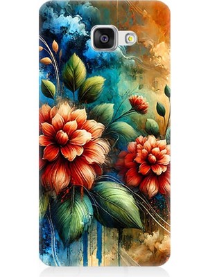 Samsung Galaxy A5 2016 Uyumlu Kırmızı Çiçek ve Tomurcuklar  Desenli Silikon Kılıf
