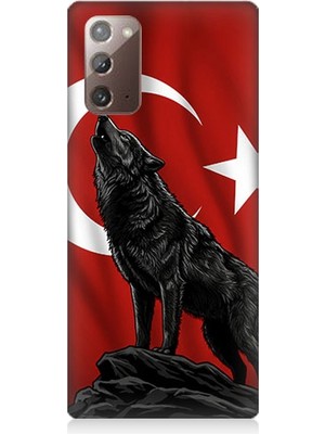 Samsung Galaxy Note 20 Uyumlu Ay Yıldızlı Uluyan Kurt  Desenli Silikon Kılıf