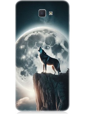 Samsung Galaxy J5 Prime Uyumlu Dolunayda Uluyan Kurt  Desenli Silikon Kılıf