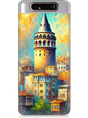 Samsung Galaxy A80 Uyumlu Galata’da Renkli Işıklar  Desenli Silikon Kılıf
