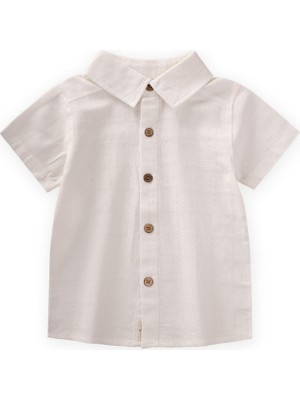 Kare Desenli Gömlek 2-10 Yaş Ekru