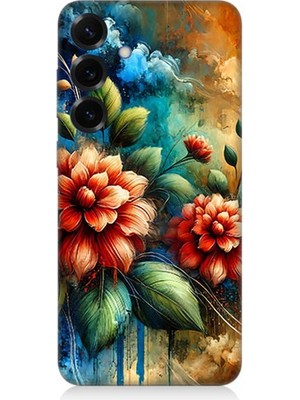Samsung Galaxy S25 Uyumlu Kırmızı Çiçek ve Tomurcuklar  Desenli Silikon Kılıf