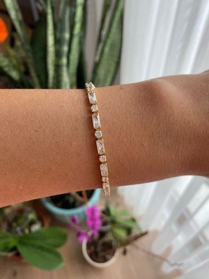 Xuping Minimal Kare Taşlı Gold Su Yolu Bileklik