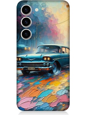 Samsung Galaxy S23 Uyumlu Renkli Yol Üzerinde Araba  Desenli Silikon Kılıf