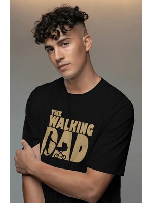 Unisex The Walking Dad Yazılı Tişört, Oversize Babalar Günü Temalı T-Shirt