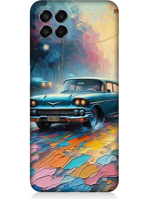 Samsung Galaxy M33 Uyumlu Renkli Yol Üzerinde Araba  Desenli Silikon Kılıf