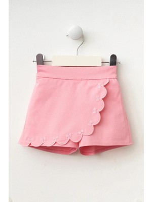 Kız Çocuk Pamuklu Pembe Fiyonklu Şort Etek