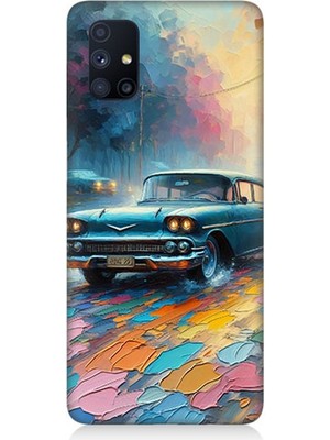 Samsung Galaxy M51 Uyumlu Renkli Yol Üzerinde Araba  Desenli Silikon Kılıf