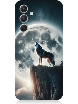 Samsung Galaxy S24 Plus Uyumlu Dolunayda Uluyan Kurt  Desenli Silikon Kılıf