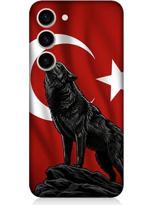 Samsung Galaxy S23 Plus Uyumlu Ay Yıldızlı Uluyan Kurt  Desenli Silikon Kılıf