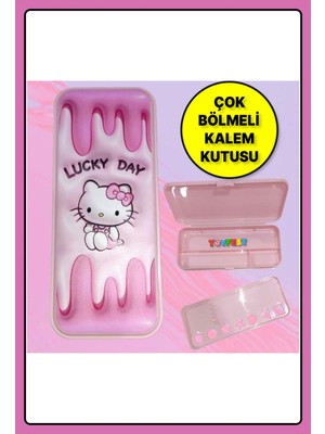 Hello Kitty Figürlü Çok Bölmeli Plastik Kalemlik Kalem Kutusu