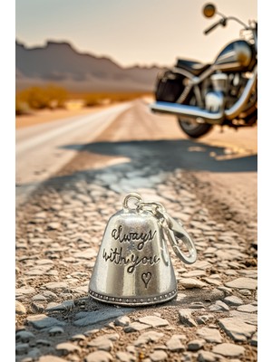Shiney Aksesuar Çelik Anahtarlık Şans Çanı Guardian Bell Her Zaman Yanındayım Model Koruyucu Çelik Motosiklet Luck Bell