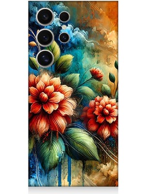 Samsung Galaxy S24 Ultra Uyumlu Kırmızı Çiçek ve Tomurcuklar  Desenli Silikon Kılıf