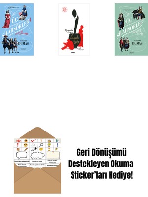 Üç Silahşörler 4 - Louise De La Valliere + Siyah Lale + Üç Silahşörler Yirmi Yıl Sonra (Ciltli) + Okuma Sticker'ları