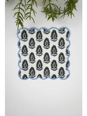 Dekoratif Yaprak Motif Desenli Nakış Kenar Kokteyl Peçetesi 1 Adet