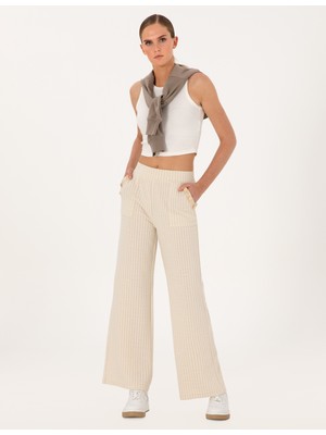 Pierre Cardin Kadın Krem Flare Fit Eşofman Altı 50301409-VR071