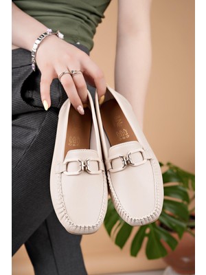 Nesil Shoes Neyna RK45 Bej Günlük Kadın Babet