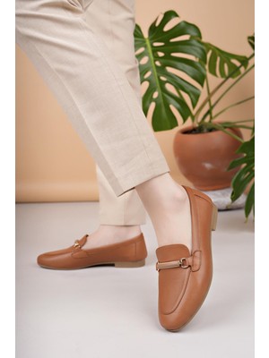 Eliz 24205 Taba Hakiki Soft Deri Günlük Kadın Ayakkabı