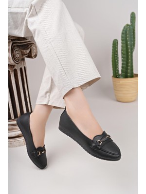 Nesil Shoes Mhd 62 Siyah Taşlı Günlük Kadın Babet