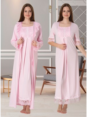 Dvina Effortt Lohusa Sabahlık ve Gecelik Takımı Pembe - 6035