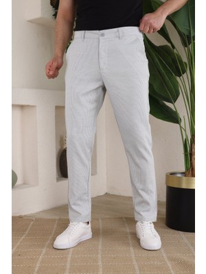 Erkek Casual Slim Fit Cord Desenli Kumaş Pantolon