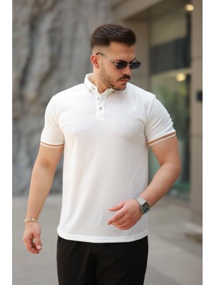 Erkek Düğmeli Yaka Waffle Kumaş Kısa Kollu Tişört