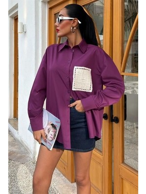 Süzine Cepli Arkası Yırtmaçlı Oversize Gömlek 3420