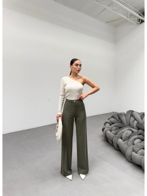 230 gr Poly Viscose Lycra Metal Düğme Palazzo Pantolon