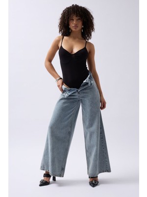 Önü Büzgülü Askılı Bodysuit