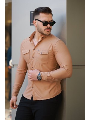 Erkek Çift Cepli Çıtçıt Düğmeli Uzun Kollu Gömlek