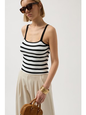 Çizgili Askılı Bluz