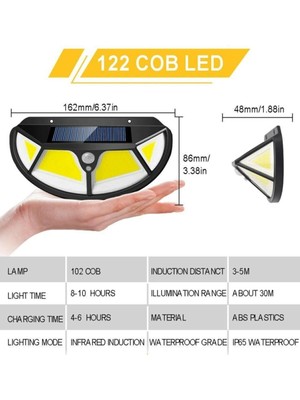 Fonksiyonel Sensörlü 102 Ledli Solar Bahçe Lambası