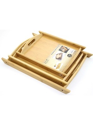 3’lü Bambu Tepsi Seti – 32 Cm, 37 Cm, 43 cm | Doğal, Sağlıklı ve Şık Sunum Tepsileri