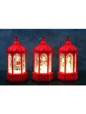 Yılbaşı Temalı Işıklı Kandil Kar Küresi (Kırmızı)