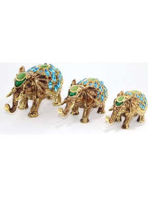 Sıvaroskı Taşlı 3'lü Fil Figürü 9*8*7 cm