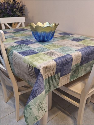 Başak Ev Tekstili Elyaflı Pvc Muşamba - Desenli Silinebilir Masa Örtüsü ( Mavi)