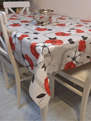 Başak Ev Tekstili Elyaflı Pvc Muşamba - Desenli Silinebilir Masa Örtüsü ( Kırmızı)