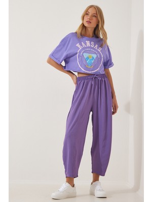 Yazlık İnce Ayrobin Şalvar Pantolon LCI0029 LİLA