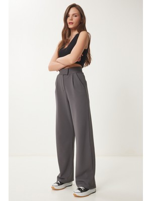 Beli Cırtlı Rahat Palazzo Pantolon LRV0003 ANTRASİT