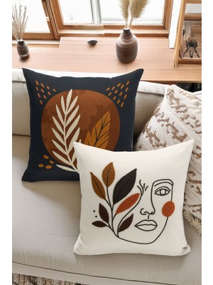 Çift Tarafı Dijital Baskılı  4'lü Kırlent Kılıfı Seti (Panç /punch Nakış Desen Görünümlü)