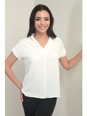 Polo Yaka Duble Kol Ayrobin Bluz